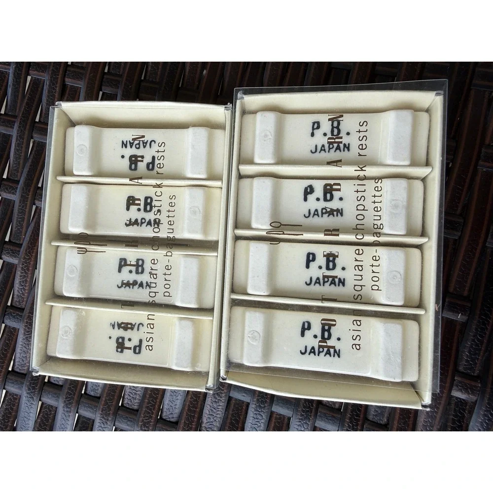 Pottery Barn Japan Ceramic Chopstick Rests Set‎ of 8 Cream White Vintage PB